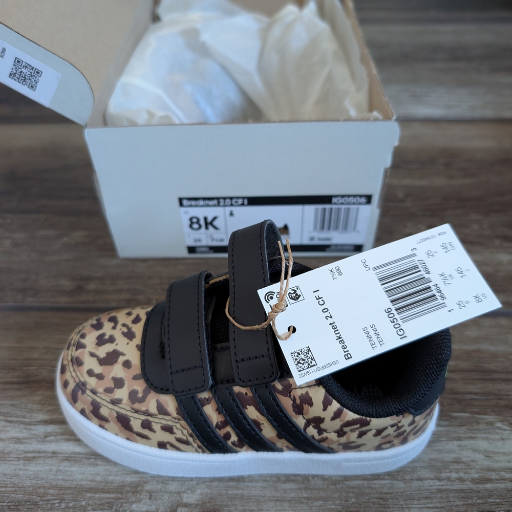 adidas Kids Leopard Print Sneakers in Brown and Black
